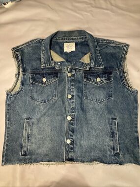 WESC Sleeveless Denim Vest in Washed Blue